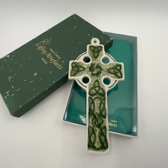 House of Liffey Artefacts Irish Ceramic Celtic Cross Wall Hanging New Old Stock - Picture 6 of 7